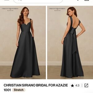 Christian Siriano for Azazie 1001 - Black satin dress - size A10